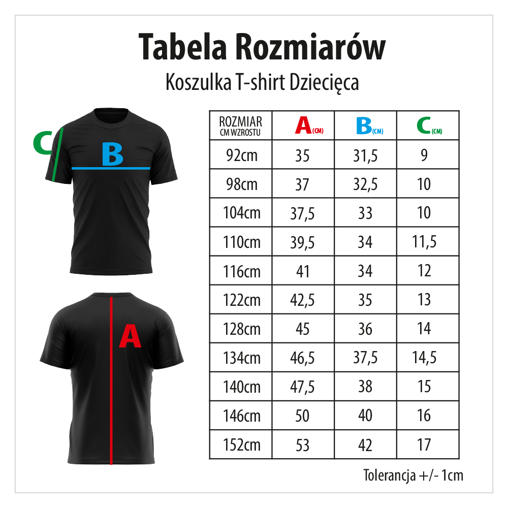 tabela rozmiarów t-shirt junior